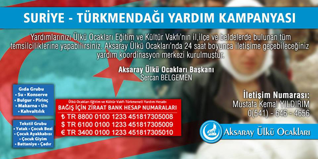Aksaray Ülkü Ocakları’ndan Türkmenler’e yardım