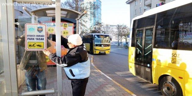 Otobüs duraklarına araç park edenlere ceza!