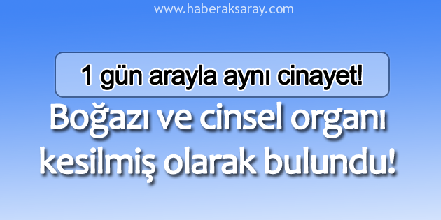 Boğazı ve cinsel organı kesilmiş bir ceset daha bulundu