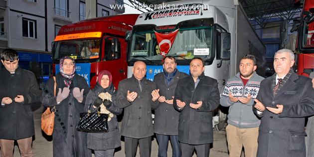 AK Parti’nin 4 tırlık yardımı dualarla yola çıktı
