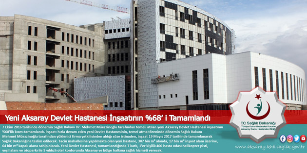 Yeni Aksaray Devlet Hastanesi’nin yüzde 68’i tamamlandı