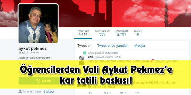 Öğrencilerden Vali Aykut Pekmez’e kar tatili baskısı!