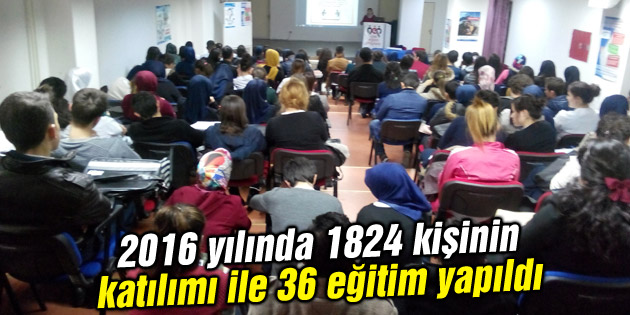 2016 yılında 1824 kişinin katılımı ile 36 eğitim yapıldı