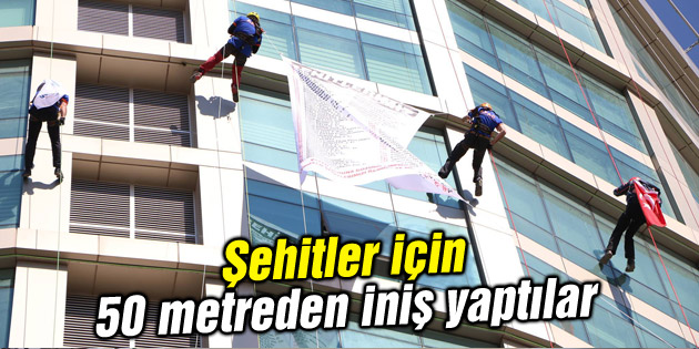 Şehitler için 50 metreden iniş yaptılar