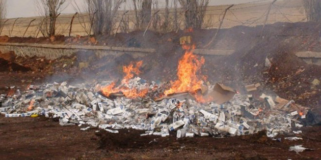 250 bin paket kaçak sigara imha edildi
