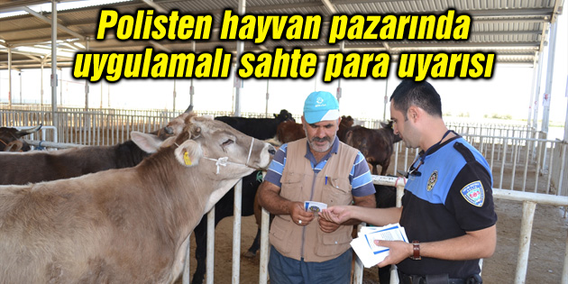 Polisten hayvan pazarında uygulamalı sahte para uyarısı