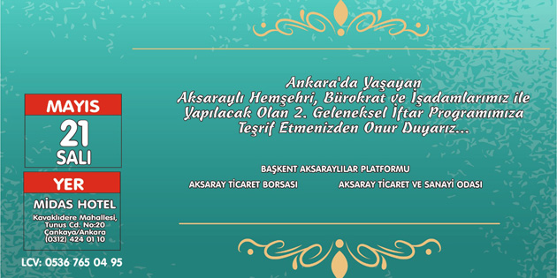Başkent Aksaraylılar Platformu iftarda buluşuyor