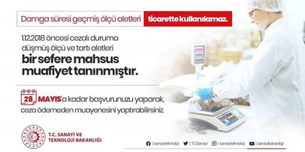 Ölçü ve tartı aletlerinin muayenelerine ilişkin duyuru