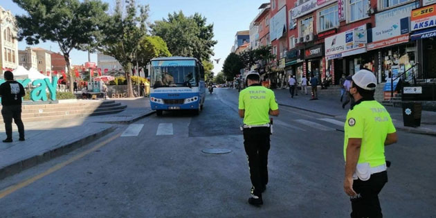 Aksaray’da toplu taşımada trafik güvenliği uygulaması