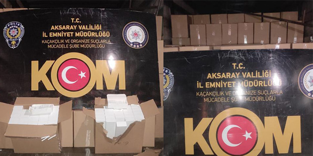 Aksaray’da 9 milyon kaçak makaron yakalandı!