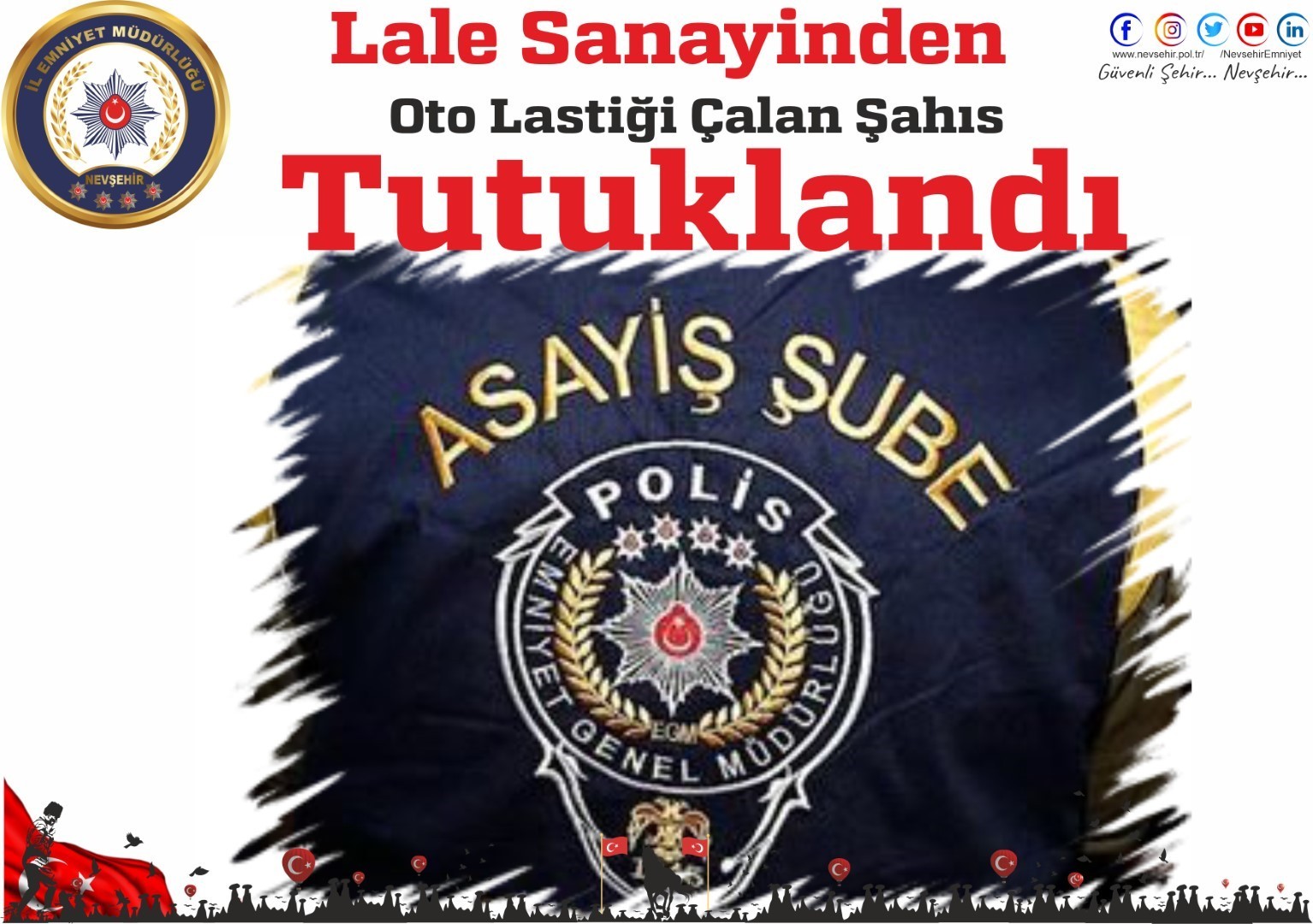 Oto lastiği çalan şahıs tutuklandı