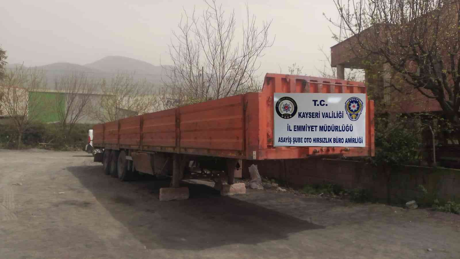 Kayseri’de çalınan dorse Hatay’da bulundu