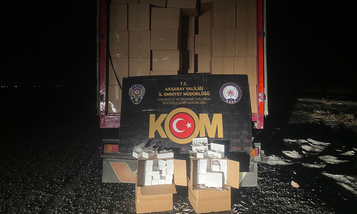 Aksaray’da durdurulan araçta 9 milyon makaron ele geçirildi!