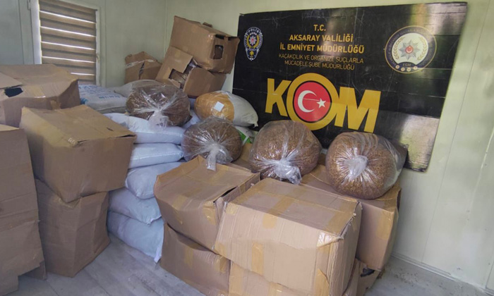 Aksaray’da 1 ton gümrük kaçağı tütün ele geçirildi