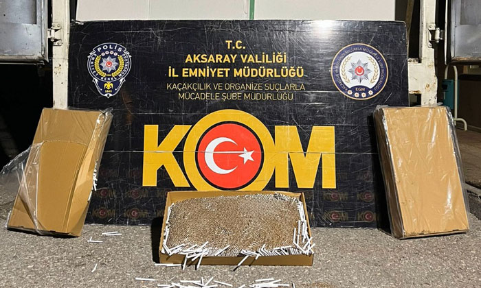 Aksaray’da 380 bin adet dolu makaron ele geçirildi