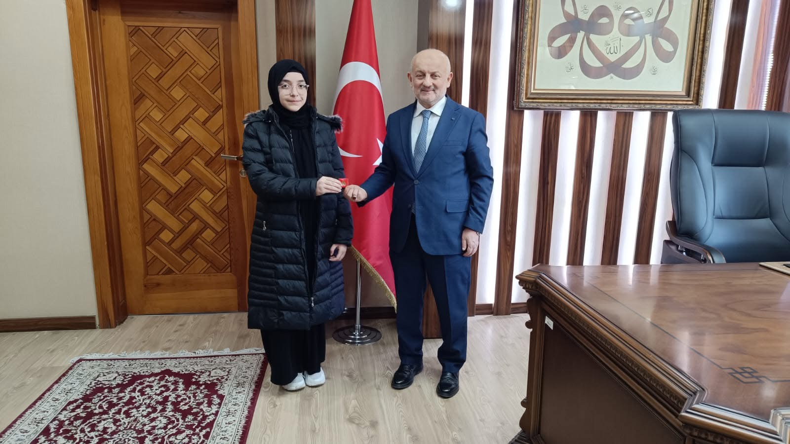 İl Müftüsü Işıldar, hafızlık yarışması birincisini makamında ağırladı
