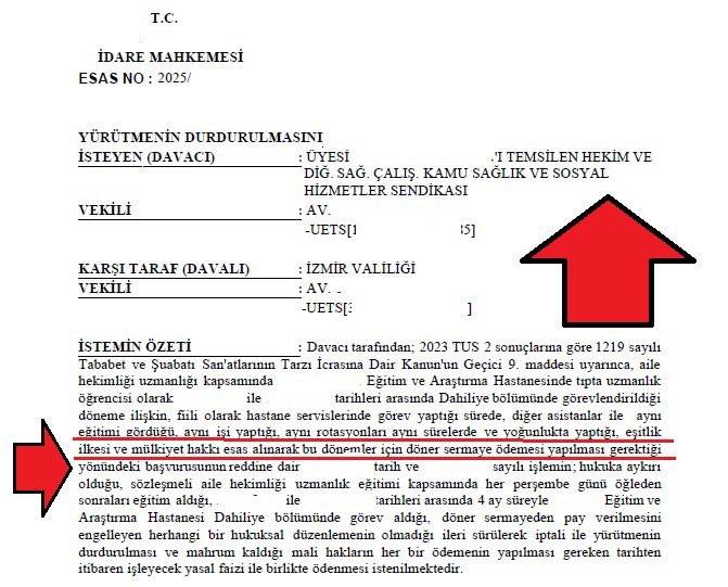 SAHU (Sözleşmeli Aile Hekimliği Uzmanlığı) Eğitimindeki Rotasyonda Geçen Süreler İçin Teşvik Ödemesi yapılmaması işlemine Mahkeme