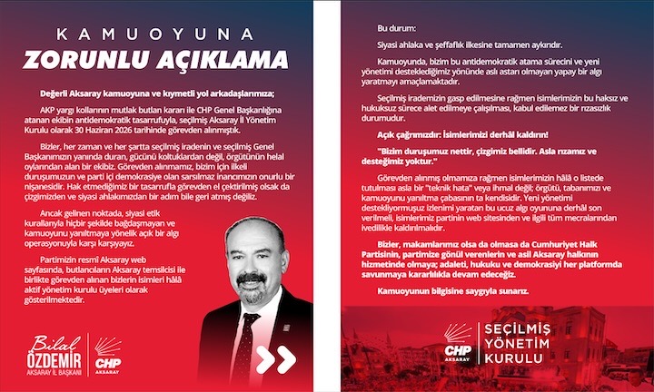 CHP Aksaray’da görevden alınan yönetimden sert tepki